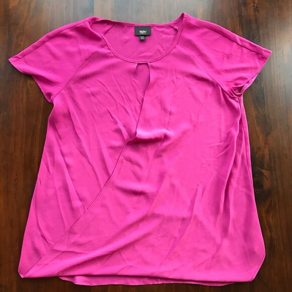 Mossimo Pink Short Sleeve SZ XS Blouse Target faux Wrap Womens Career - Picture 2 of 9